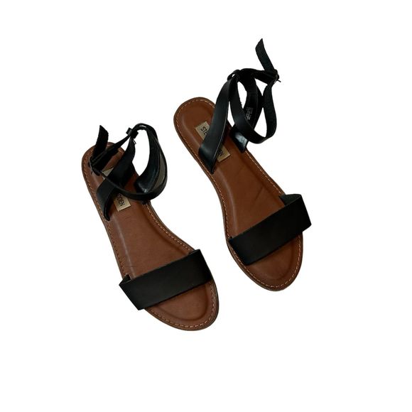 Steve Madden Womens Dairr Sandals Size 7.5M Black Tan Open-toe Ankle - Picture 1 of 11